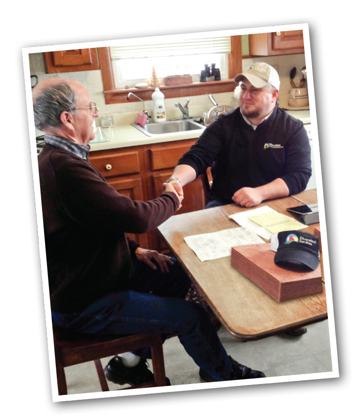 Brian with a customer.